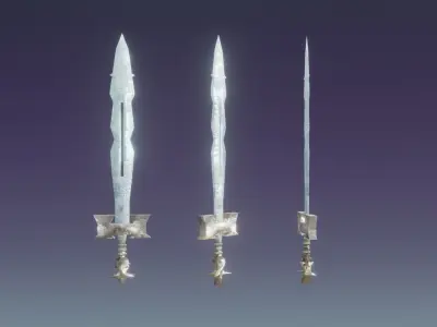 Fantasy Frozen Ice Sword - Elemental Sword Low-poly 3D model
