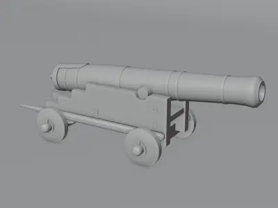 Old Cannon with 4K and 2K Textures Low-poly 3D model