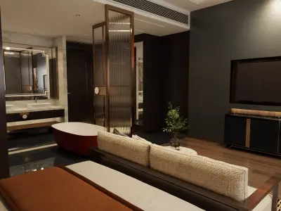 Bedroom Lounge Interior Scene 3D model