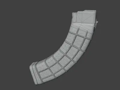 60 Round Quad AK magazine Low-poly 3D model