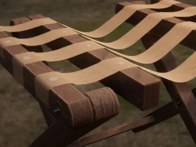 Vintage Wooden Luggage Suitcase Rack - 4K PBR Low-poly 3D model