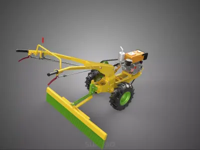HAND TRACTOR LANDSCAPE RAKE RAKING RAKER HARROW SPIKE IMPLEMENT 3D model