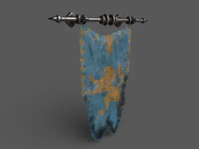 PBR European medieval flag 3D model