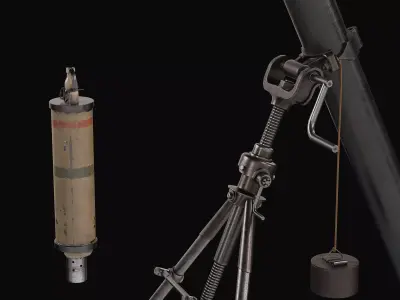 3 Inch British Stokes Trench Mortar WW1 Low-poly 3D model