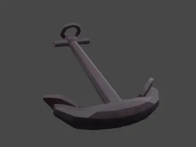 Lowpoly anchor from boat Low-poly 3D model