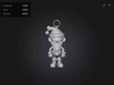Cute Chibi Flexy Santa Keychain  3D Printable Christmas Santa 3D model