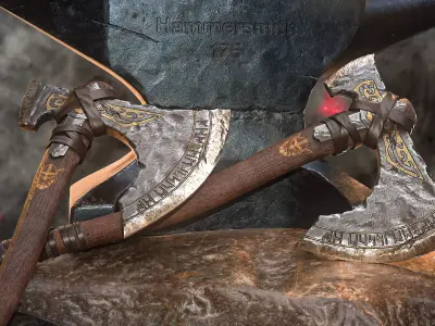 Viking Axe Low-poly 3D model 31