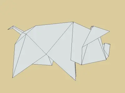 Origami Pig Low-poly 3D model