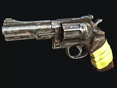Rusty Revolver Low-poly 3D model