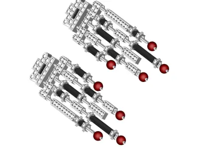 Antique Black Onyx Ruby Pearl Drop Earring 3D print model