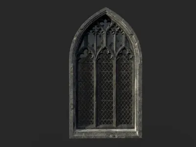 Gothic window Low-poly 3D model