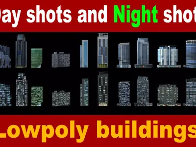 lowpoly buildings set1  Low-poly 3D model