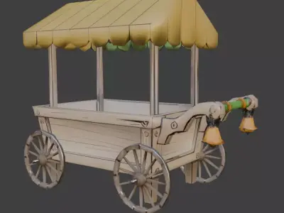 Fruit cart low poly game ready Low-poly 3D model