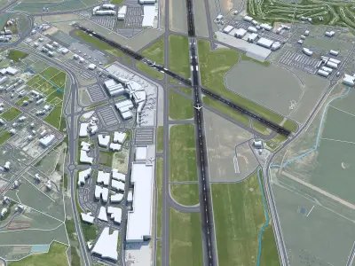 Canberra Airport 10km Low-poly 3D model