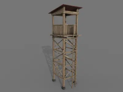 Wooden Guard Tower1 Low-poly 3D model