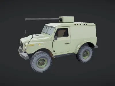 armored military vehicle with cannon 3D model
