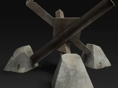 Anti tank obstacle Low-poly 3D model