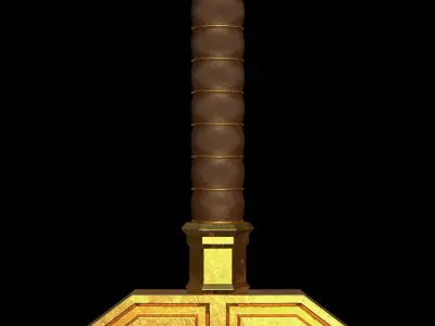 Dwarven golden greatsword Low-poly 3D model