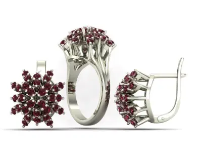 Vintage Diamond Cluster Set 3D print model