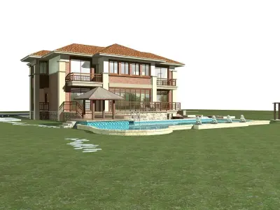 Villa house with swimming pool 3D model