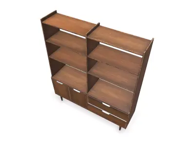 Old Wooden Bookshelf Low-poly PBR Low-poly 3D model