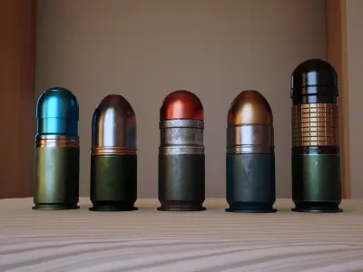 40mm grenades pack with max file and UE4 project Low-poly 3D model