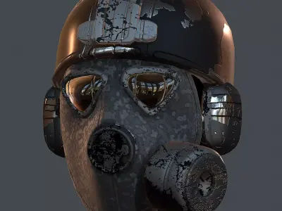 Gas mask helmet 3d model scifi Low-poly  Low-poly 3D model 29
