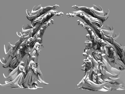 Scull Ghosts Sculptures Archway  3D model