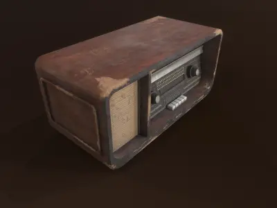 Old radio receiver Low-poly 3D model