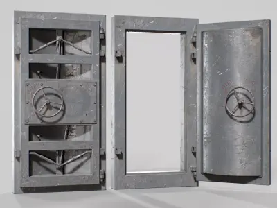 Bunker door Pbr lowpoly bunker gate  06 with  2 skins Low-poly 3D model