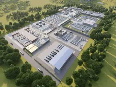 Water treatment plant-Water and Sewage Treatment Plants 3D model
