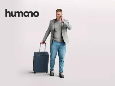 Humano Traveling Man with suitcase 2206-1 3D model
