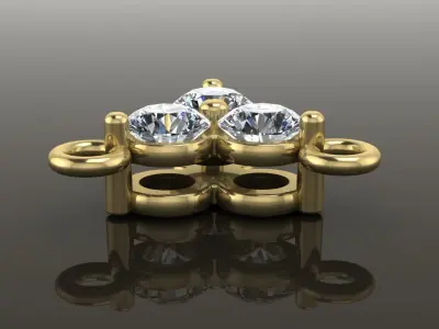 3 Stone Triangle Frame Solitaire Pendant 2mm50 3D print model