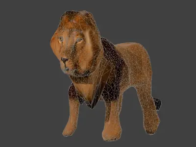 Lion 3d running Low-poly 3D model