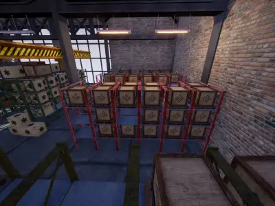Modular Warehouse for UE Low-poly 3D model