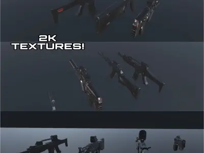 Sci-Fi Gun models pack  Low-poly 3D model