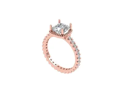 Cushion Solitaire Ring 3D print model shop