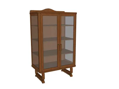 Antique Timber Tall Display Shelf Carpentered Craft Malaysia 3D model