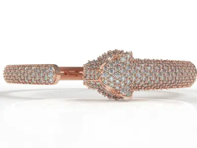 Antique Panther Head Diamond Bracelet  3D print model