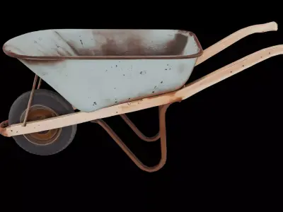 Rusty Wheelbarrow 3D Model Low-poly 3D model