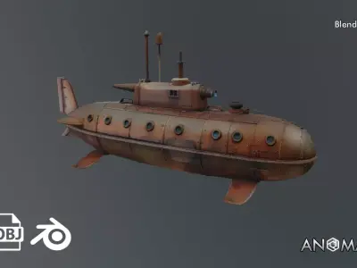 rusty submarine 3D model
