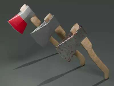 Low Poly Medieval Axe Pack  Game Ready PBR Weapon Set Low-poly 3D model