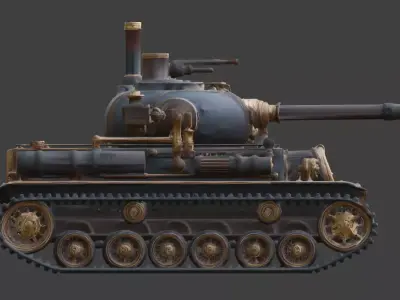 Steampunk Heavy Battle Tank 3D Model Low-poly 3D model