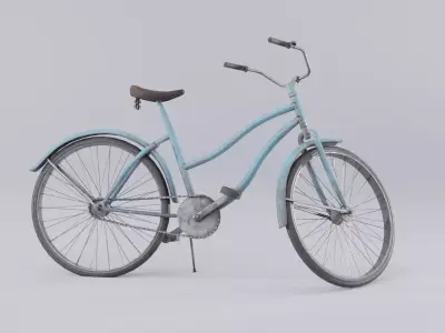 Vintage rusty bicycle Low-poly 3D model