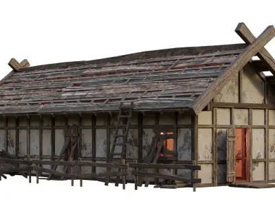 Old Medieval Building House 4K Textures GameReady 54 Low-poly 3D model