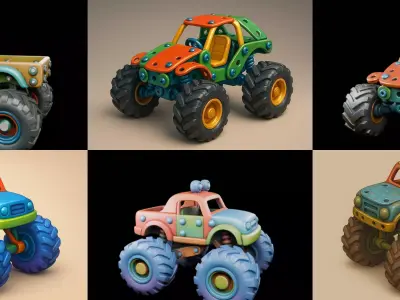 Monster Truck bundle 11 pack 100 glb 3D model