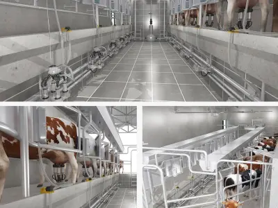 Milking Parlor 2 Green 3D model