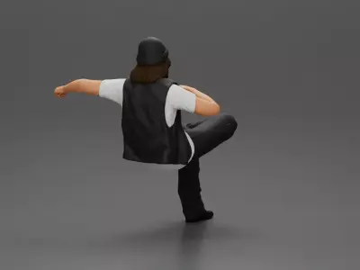 Man in a black beanie sitting and smoking a cigar 3D print model