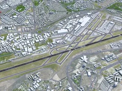 Lisbon Portela Airport 10km Low-poly 3D model