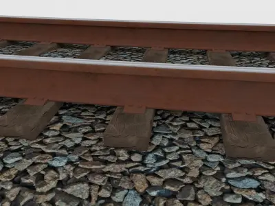 Railroad Tracks Tileable 3D model